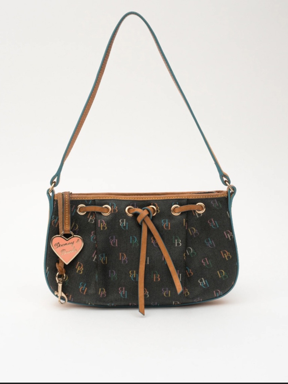 Dooney & Bourke Brown rainbow mini vint Multicolor DB Logo Leather Shoulder Bag